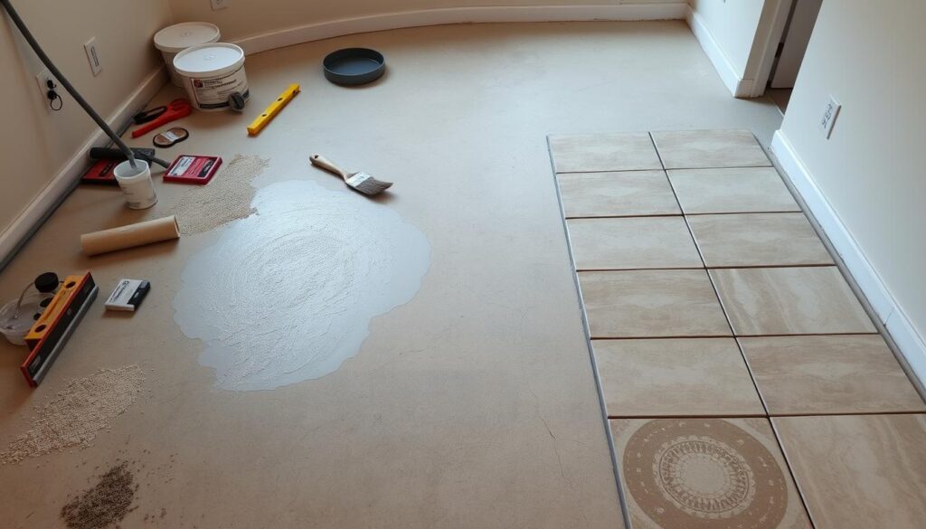 Surface preparation for tiling project